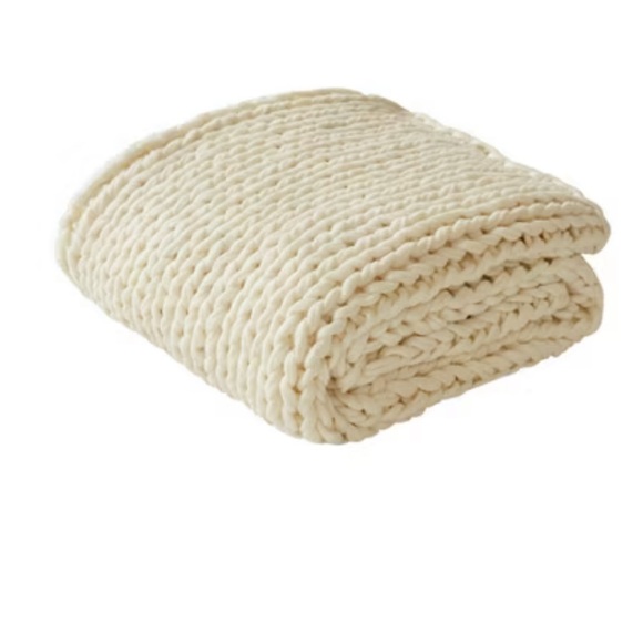 Madison Park Chunky-Knit Handmade Throw Blanket 50 x 60 Ivory